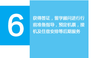 获得签证，留学顾问进行行前准备指导，预定机票，接机及住宿安排等后期服务